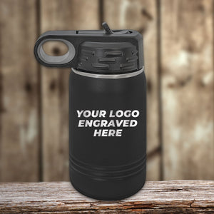 NO MINIMAL ORDER - Custom Kids Water Bottles 12 oz with Logo or Design Engraved | Built in Flip Top Straw and Spill Proof Lid | Sample Volume Pricing