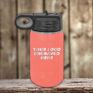 NO MINIMAL ORDER - Custom Kids Water Bottles 12 oz with Logo or Design Engraved | Built in Flip Top Straw and Spill Proof Lid | Sample Volume Pricing