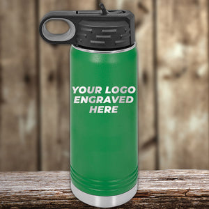 A Kodiak Coolers Custom Water Bottles 20 oz with your Logo or Design Engraved - Low 6 Piece Order Minimal Sample Volume.