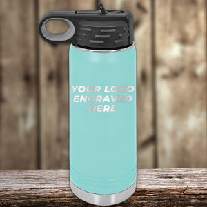 A Kodiak Coolers custom water bottle with your logo engraved on it, perfect for promotional materials.