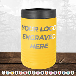 A yellow Kodiak Coolers can cooler with your logo laser engraved on it, named Custom Standard Can Holder with your Logo or Design Engraved - Special Bulk Wholesale Volume Pricing.