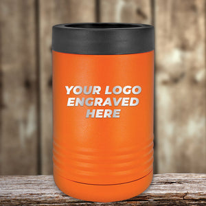 The Kodiak Coolers custom tumbler, laser-etched with "Your Logo Engraved Here," is ideal for corporate gifts. It's set on a wooden surface, highlighting the allure of personalized tumblers. No setup fees; limited-time offer.