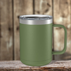 A Custom Coffee Mugs 15 oz with your Logo or Design Engraved - Special Bulk Wholesale Volume Pricing by Kodiak Coolers, featuring vacuum-sealed insulation technology.