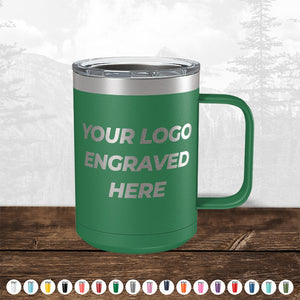 A Kodiak Coolers Custom Coffee Mug 15 oz with your Logo or Design Engraved - Low 6 Piece Order Minimal Sample Volume.