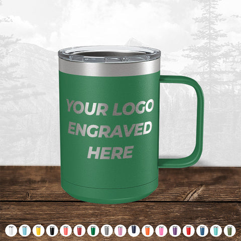 A Kodiak Coolers Custom Coffee Mug 15 oz with your Logo or Design Engraved - Low 6 Piece Order Minimal Sample Volume.