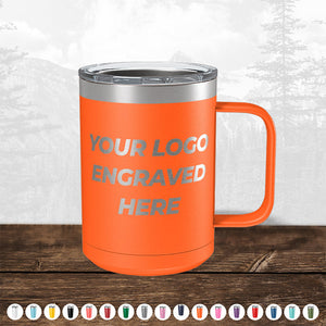 A Kodiak Coolers custom orange mug engraved with your business logo.