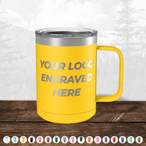 A Kodiak Coolers custom yellow tumbler with your business logo engraved on it.