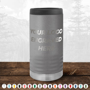 A custom logo engraved gray Kodiak Coolers tumbler, made from insulated stainless steel.