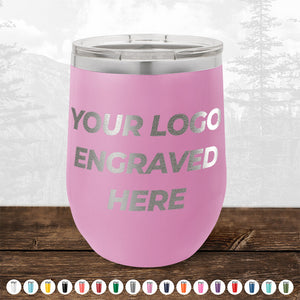 A pink 4th of July SALE - Engraved Custom Logo Drinkware - Front Engraved Logo Included - $250 Minimal Order with "Your Logo Engraved Here" on the front. This makes for perfect promotional gifts, with various color options shown at the bottom by Kodiak Coolers.