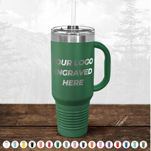 A gray stainless steel Kodiak Coolers travel tumbler with your custom logo laser-engraved on it.