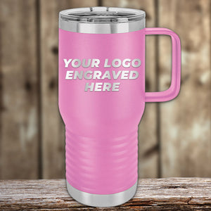 A Kodiak Coolers custom logo laser-engraved pink tumbler with vacuum-sealed insulation technology.