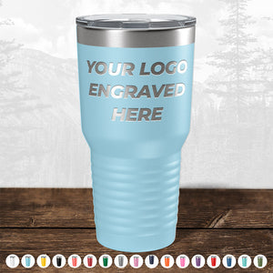 Kodiak Coolers' Custom Tumblers with Logo Engraved feature a laser-etched design and require no setup fees. They come with a lid visible at the top and offer multiple color options, including a light blue finish. Ideal for corporate promotional gifts, these tumblers are perfect for bulk wholesale pricing. Take advantage of our FLASH SALE - ENDING SOON!