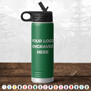 A Kodiak Coolers Custom Water Bottles 20 oz with your Logo or Design Engraved - Low 6 Piece Order Minimal Sample Volume.