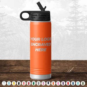 A Kodiak Coolers custom water bottle with your engraved logo, perfect for promotional materials.