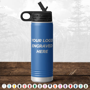 A Kodiak Coolers Custom Water Bottle 20 oz with your Logo or Design Engraved - Low 6 Piece Order Minimal Sample Volume, perfect for promotional materials.