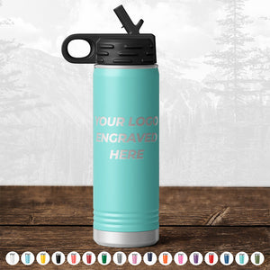 A Kodiak Coolers custom water bottle with your logo engraved on it, perfect for promotional materials.