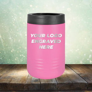 Custom can holder with business logo laser engraved branded koozie pink