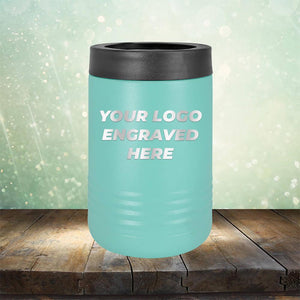 Custom can holder with business logo laser engraved branded koozie teal