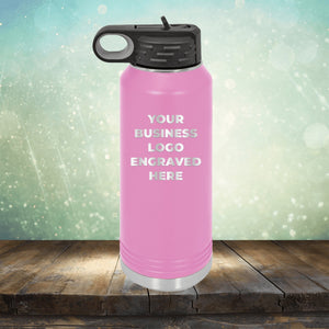 Custom water bottles with business logo laser engraved branded flip top straw 32oz bottle light purple