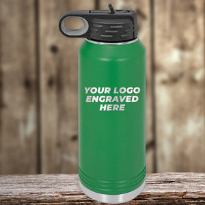 A Custom Drinkware Engraved with your Logo or Design - Front Side Logo Included - HUGE FALL SALE water bottle by Kodiak Coolers.