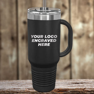 A Custom Drinkware Engraved with your Logo or Design - Front Side Logo Included - HUGE FALL SALE black tumbler by Kodiak Coolers.